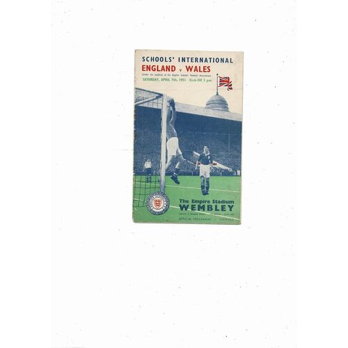 1951 England v Wales Schools International Football Programme