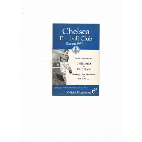 1950/51 Chelsea v Fulham Football Programme