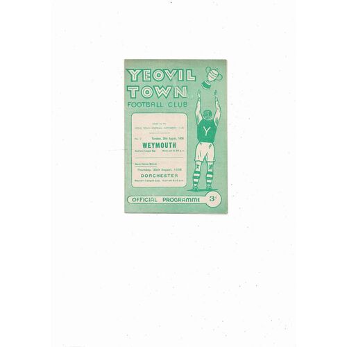 1956/57 Yeovil Town v Weymouth Southern League Cup Football Programme