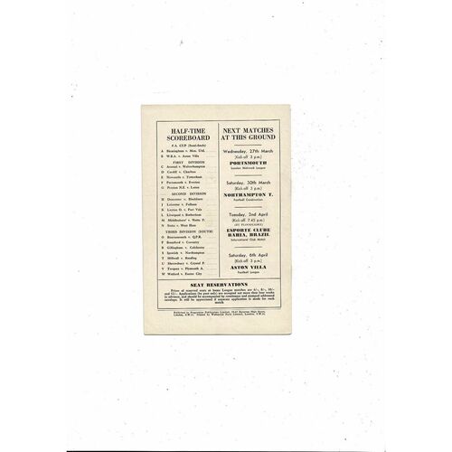 1956/57 Chelsea v Sunderland Football Programme