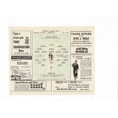 1954/55 Charlton Athletic v Sunderland Football Programme