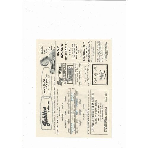 1957/58 Sheffield United v West Bromwich Albion FA Cup Football Programme