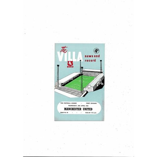 1964/65 Aston Villa v Manchester united Football Programme
