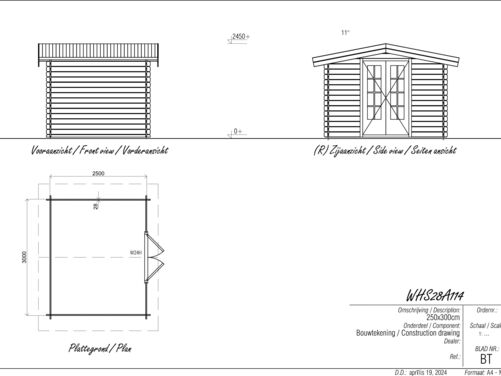 3.0mtr x 2.5mtr Apex Log Cabin Style building