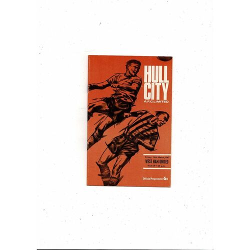 Hull City v West Ham United Friendly Football Programme 1966/67