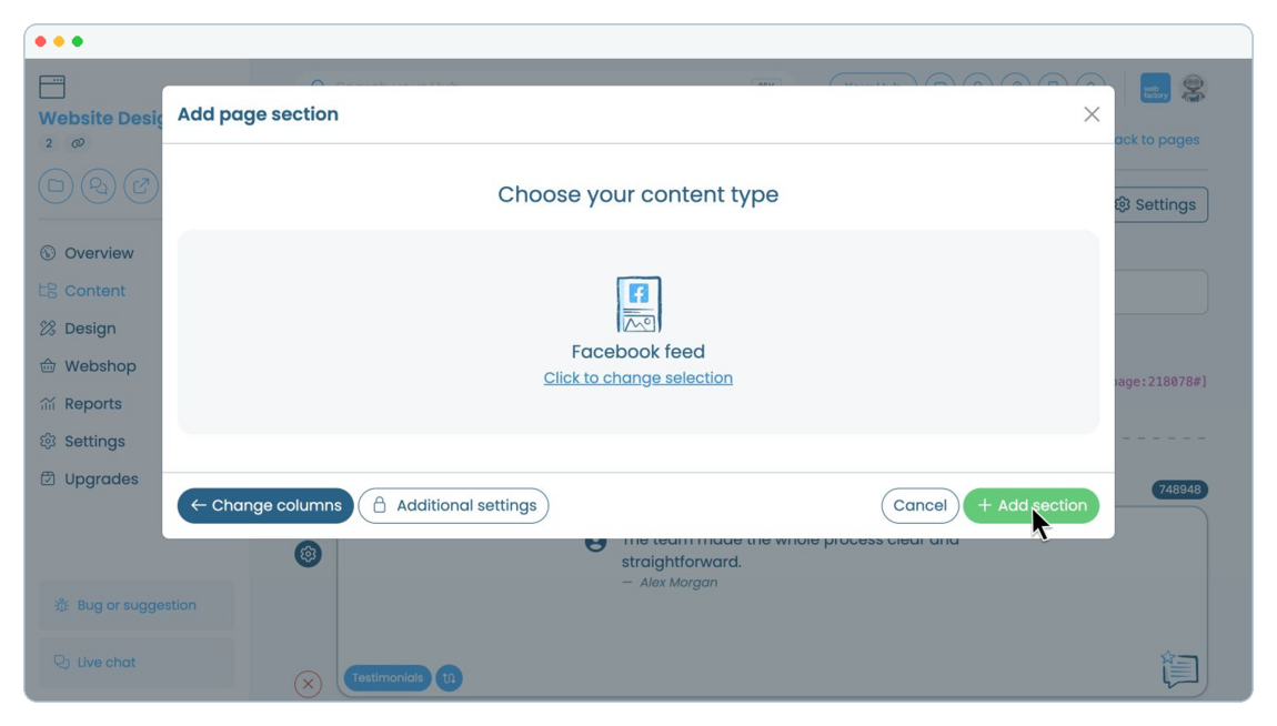 How to add a Facebook Feed to a website page | Webfactory Support | Webfactory