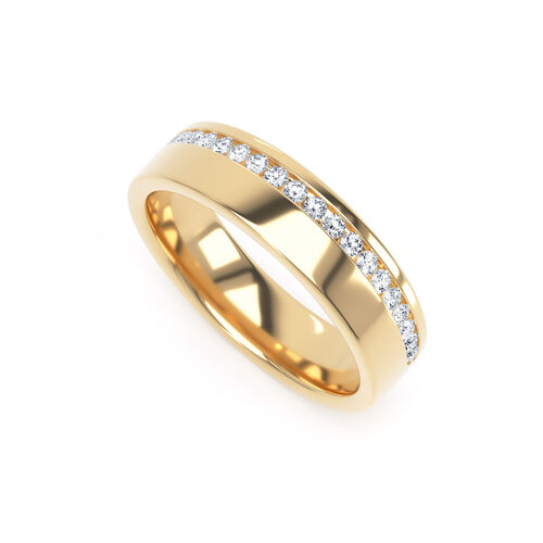 Offset diamond channel set ring