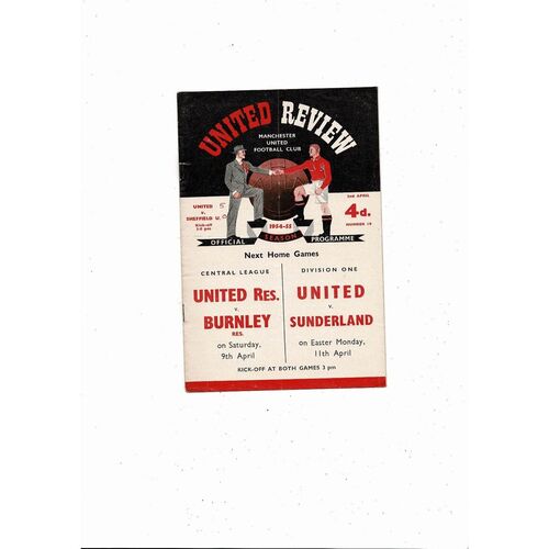 1954/55 Manchester United v Sheffield United Football Programme