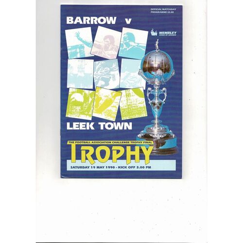 1990 Barrow v Leek Town FA Trophy Final Football Programme