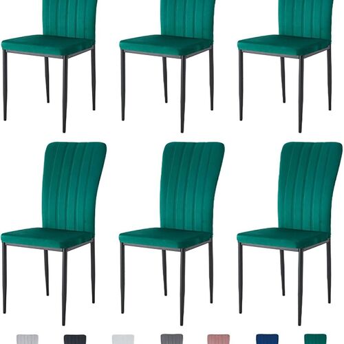 mcc direct Dining Chairs, Velvet High Back Kitchen Chairs with Upholstered Soft Seat and Metal Legs for Home, Office, Dining and Reception - Elle