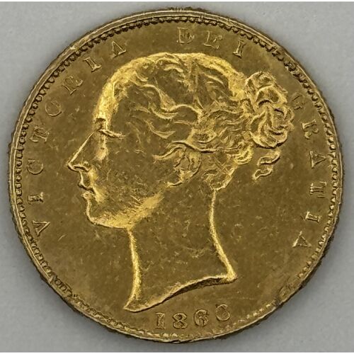 1866 full gold shield back sovereign