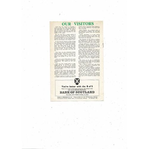 1967/68 Hibernian v Clyde Football Programme