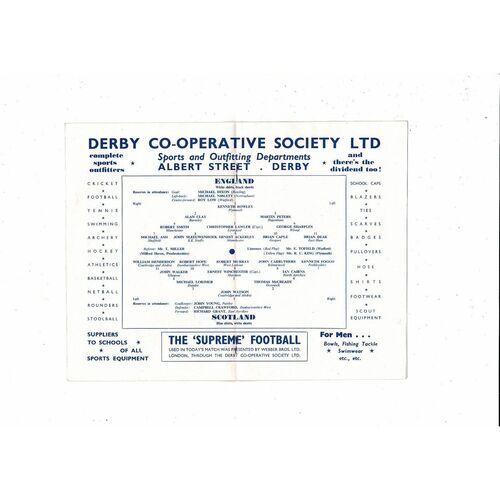 1959 England v Scotland Schools International Football Programme @ Derby