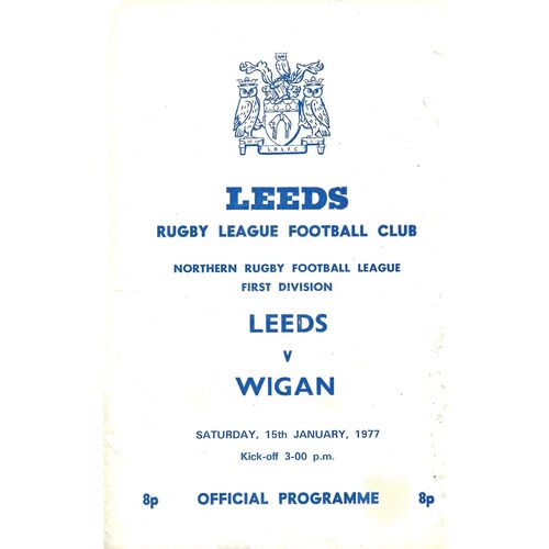 1976/77 Leeds v Wigan (15/01/1977) Rugby League Programme