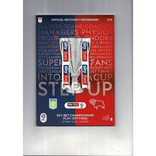 2019 Aston Villa v Derby County Play Off Final Championship Football Programme