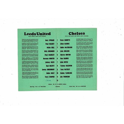 1967 Leeds United v Chelsea FA Cup Semi Final Football Programme @ Aston Villa