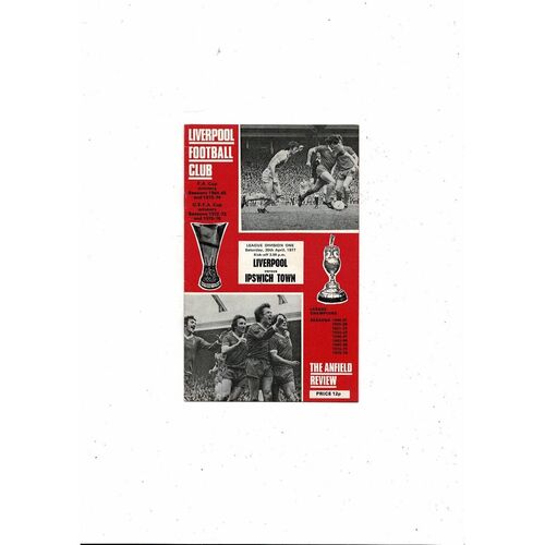 1976/77 Liverpool v Ipswich Town Football Programme