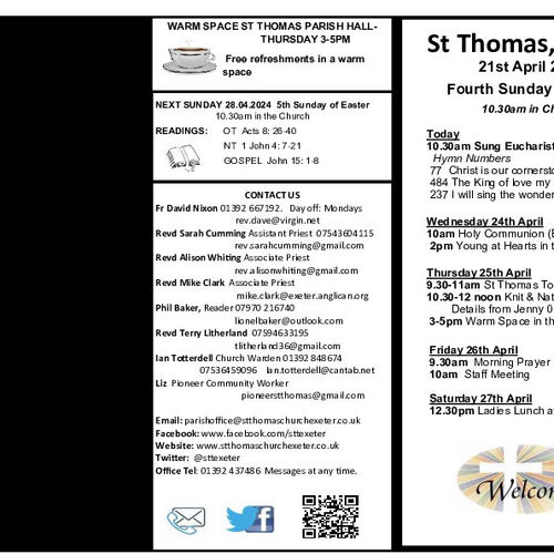 Pew Sheet | The Parish of St Thomas, Exeter