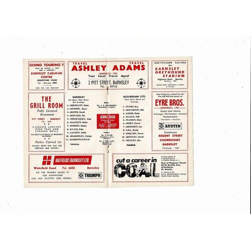 1969/70 Barnsley v Rotherham United Football Programme