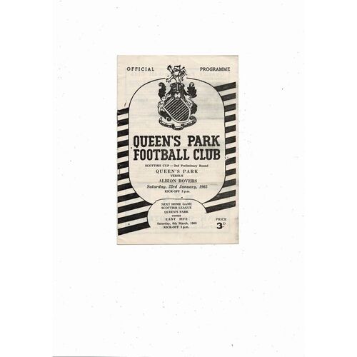 1964/65 Queens Park v Albion Rovers Scottish Cup Football Programme