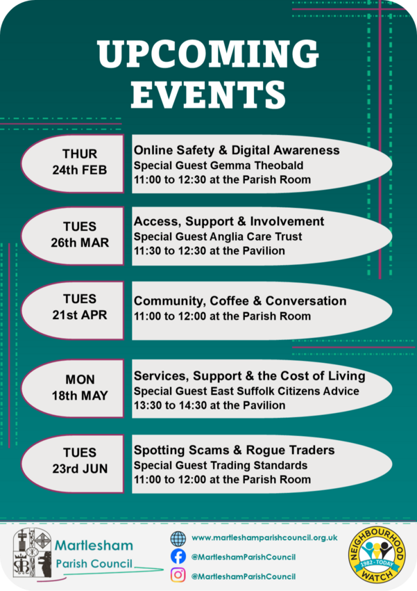 Poster for our Upcoming Community Events
