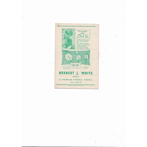 1955/56 Yeovil Town v Weymouth Southern League Football Programme