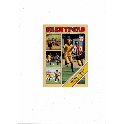 1981/82 Brentford v Carlisle United Football Programme