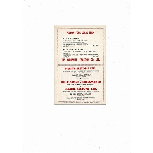 1969/70 Barnsley v Bournemouth Football Programme