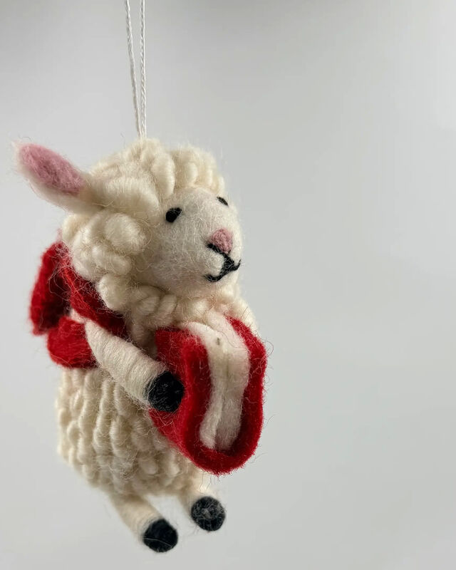 Sheep with Book Ornament