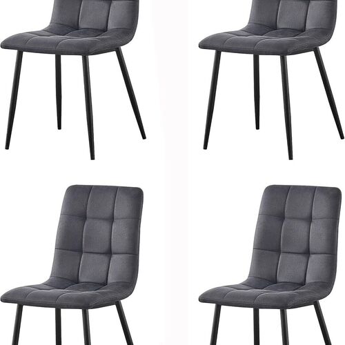 mcc direct Set of 4 Faux Matte Suede Leather Dining Chairs With metal Legs home& restaurants henri