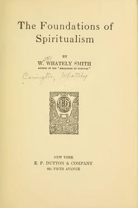 1920 | The Foundations of Spiritualism