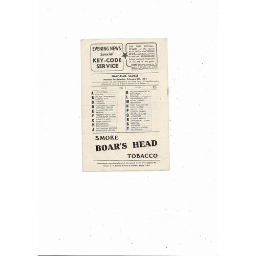 1953/54 Charlton Athletic v West Bromwich Albion Football Programme