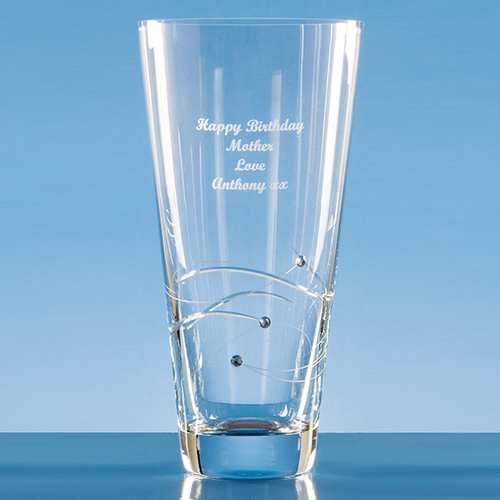 Diamante Conical Vase with Spiral Design Cutting - 25cm