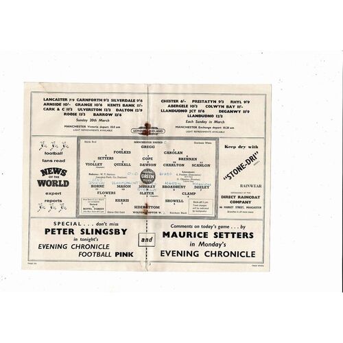 1959/60 Manchester United v Wolves Football Programme