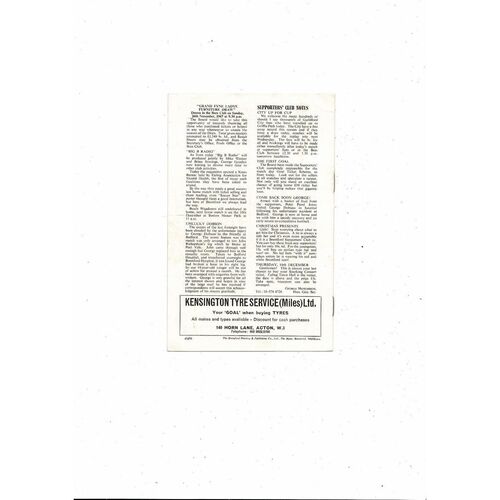 Brentford v Guildford City FA Cup Football Programme 1967/68 9th December - Match Abandonned