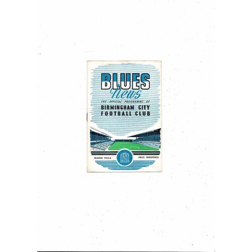 1955/56 Birmingham City v Manchester City Football Programme