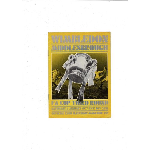Wimbledon v Middlesbrough FA Cup Football Programme 1976/77