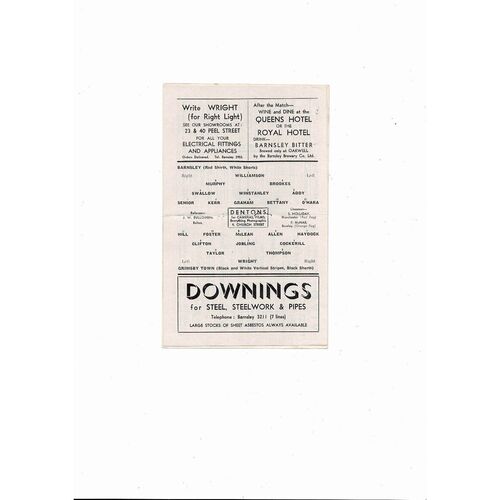 1964/65 Barnsley v  Grimsby Town Football Programme