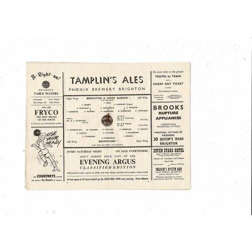 1955/56 Brighton v Brentford Football Programme