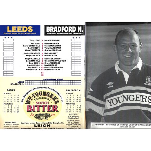 1989/90 Leeds v Bradford Northern (14/01/1990) Silk Cut Challenge Cup Preliminary Round Rugby League Programme