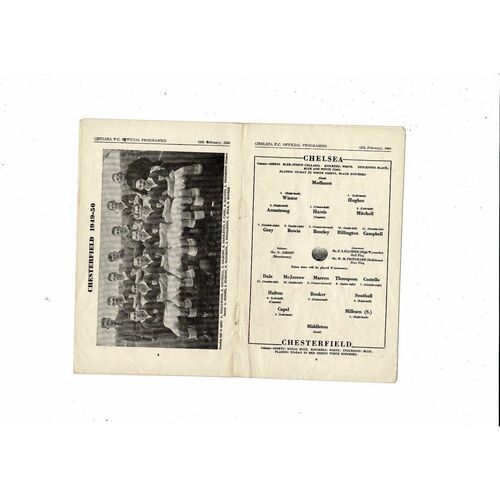 1949/50 Chelsea v Chesterfield FA Cup Replay Football Programme
