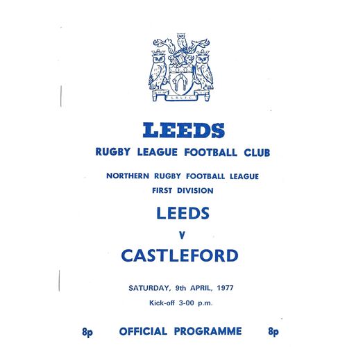 1976/77 Leeds v Castleford (09/04/1977) Rugby League Programme
