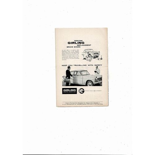 1961/62 Birmingham City v Leicester City Football Programme