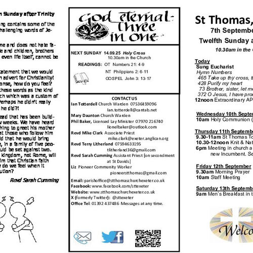 Pew Sheet | The Parish of St Thomas, Exeter
