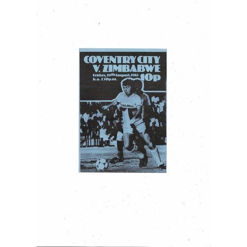 Coventry City v Zimbabwe Friendly Football Programme 1983/84