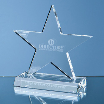 Optical Crystal 5 Pointed Star on Base Award (13cm)