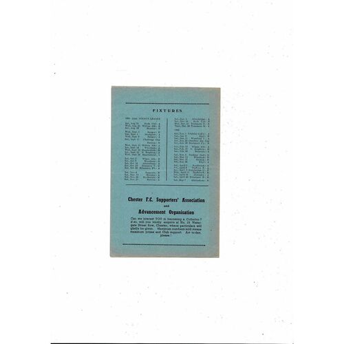 1965/66 Chester v Tranmere Rovers Cheshire Bowl Semi Final Football Programme