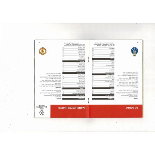 Porto v Manchester United Champions League Football Programme 1996/97