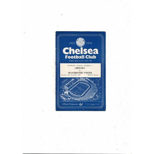 1953/54 Chelsea v Manchester United Football Programme