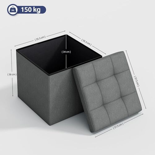 mcc direct Foldable Storage Ottoman, Small Footrest Cube, Storage Bench with Lid, 1 Storage Box for Bedroom & Living Room, 36 cm